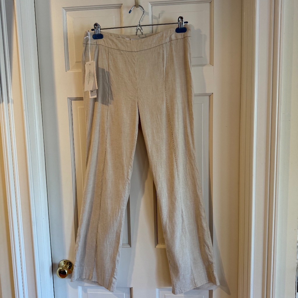 Per Se Per Lino Structured Sand Linen Pants Size 6 Nwt